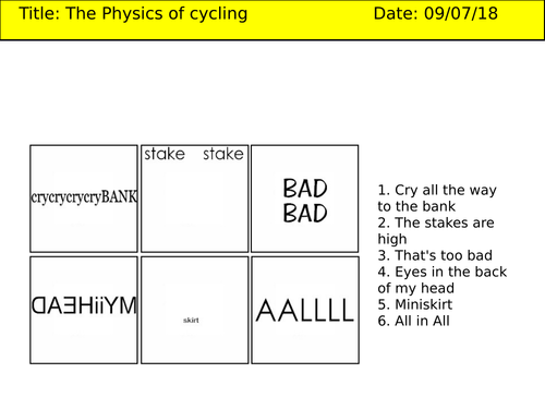 New GCSE - Physics of cycling