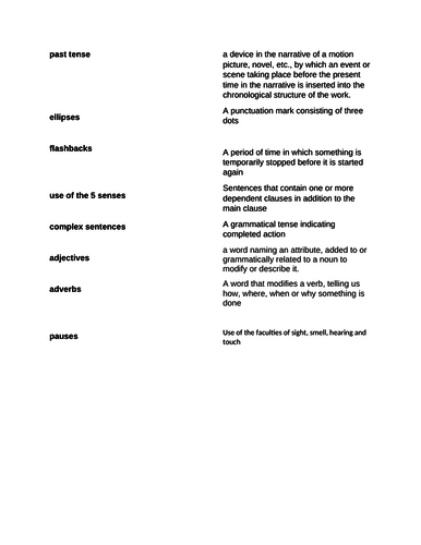 Literary and linguistic techniques matching game