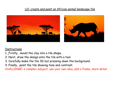African Landscape Animal Clay Tiles
