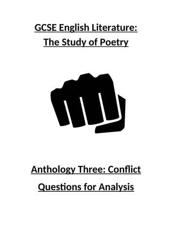 Conflict Poetry Anthology Workbook: Questions for Analysis / Context (CCEA GCSE English Literature)