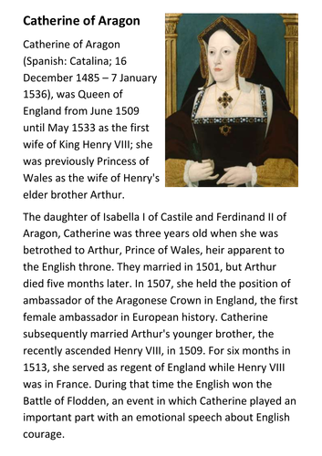 Catherine of Aragon Handout
