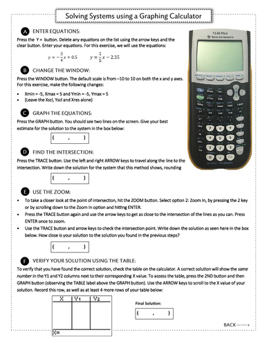 Solve Systems with a Graphing Calculator