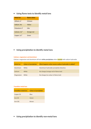 Identifying unknown substances and ions - GCSE Chemistry
