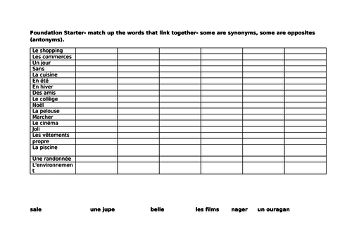 Linking Words for Reading and Listening GCSE Foundation