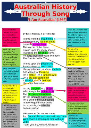 Australian History through Song: I Am Australian