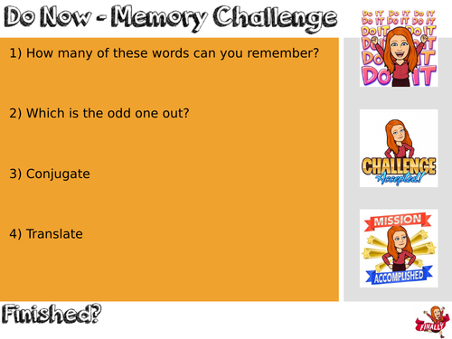 Do Now memory challenge