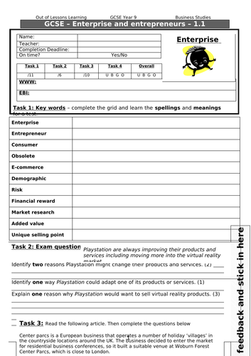 Homeworks for Theme 1 of Edexcel GCSE 9-1