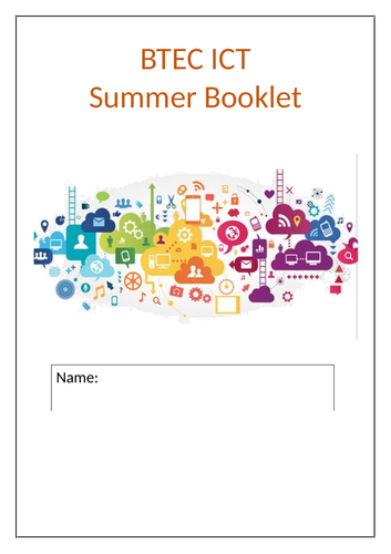 An introduction booklet for unit 1 to use for home /extended learning to support BTEC IT (2016)