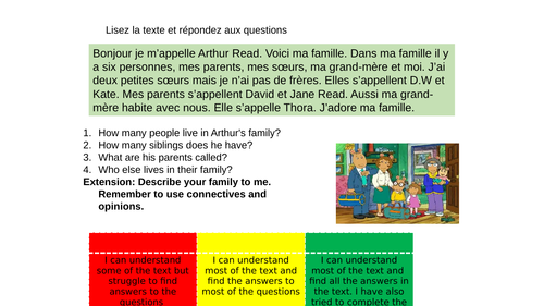 Ma famille, mi familia, my family worksheet