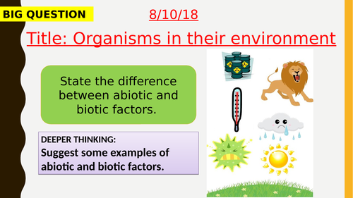 AQA new specification-Organisms in their environment-B16.2