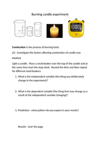 Burning Candle Experiment Teaching Resources