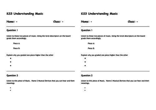 KS3 Music Listening/Appraising Starter 3