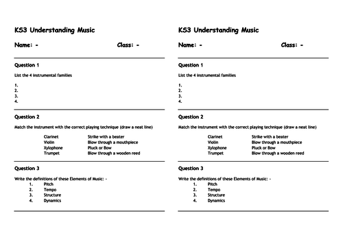 KS3 Music Appraising Starter 2