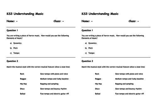 KS3 Music Appraising Starter