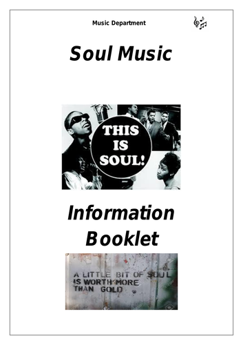 KS3 Soul Music Cover Booklet (differentiated for lower ability students)