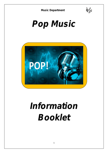 KS3 Pop Music Cover Booklet (differentiated for lower sets)