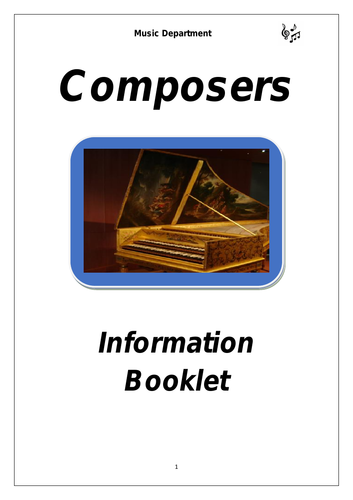 KS3 Music Composers Cover Booklet (for middle sets)