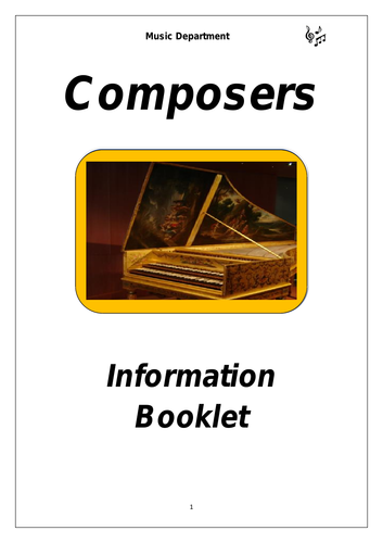KS3 Music Composers Cover Booklet (differentiated for lower sets)