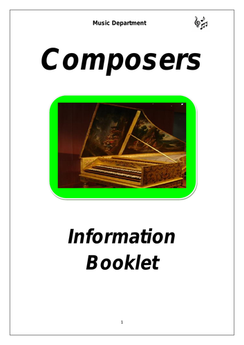 KS3 Music Composers Cover Booklet