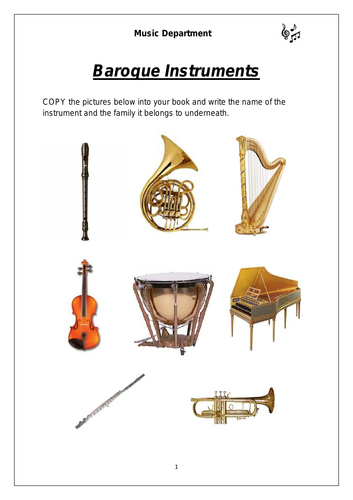 KS3 Baroque Instruments Starter