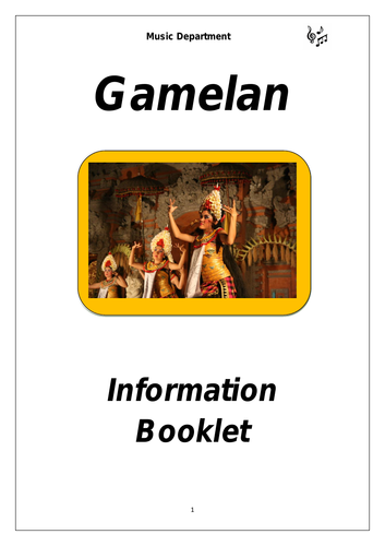 KS3 Gamelan Music Cover Booklet (differentiated for lower sets)