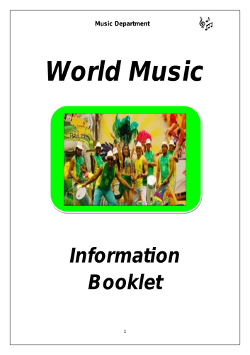 KS3 World Music Cover Booklet