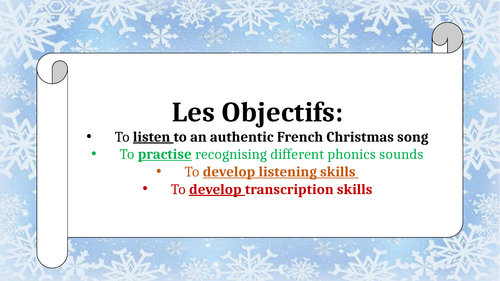 Vive le vent Christmas lesson