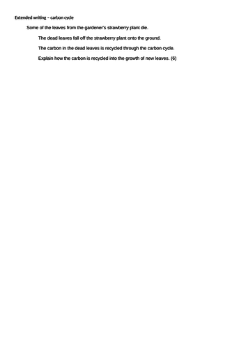 Extended writing question and marking grid: carbon cycle