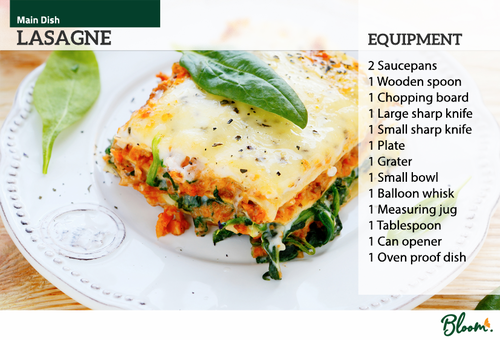 Food Technology Lasagne Recipe Card