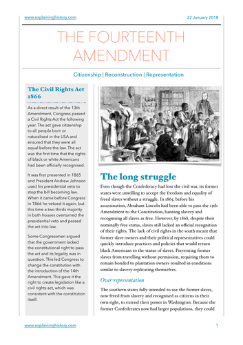Fourteenth Amendment Study Notes