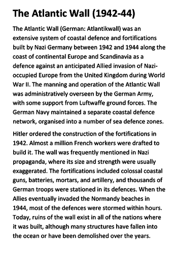 The Atlantic Wall Handout