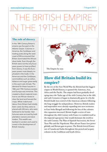 The British Empire in the 19th Century Study Notes