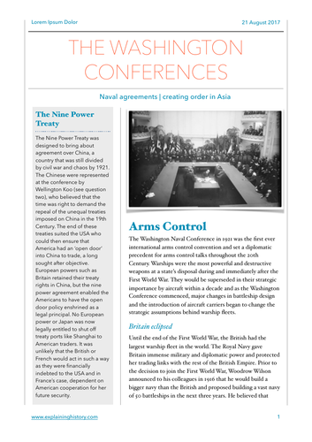 The Washington Conferences Study Notes