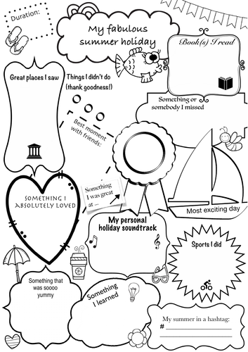my fabulous summer holiday back to school activity english great