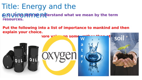 KS3 Energy and the environment  unit of work