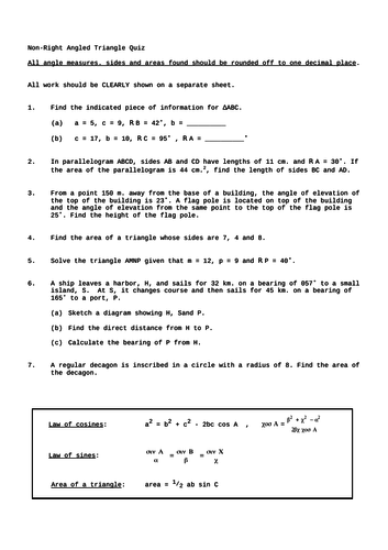 Non-Right Angled Trigonometry