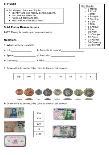 Northern Ireland Maths: Money Unit (Focus on Financial Capability): Workbooks and Support Materials