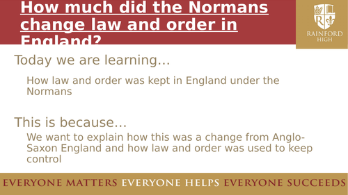 How did the Normans change law and order - KS3 but suitable for AQA 8145
