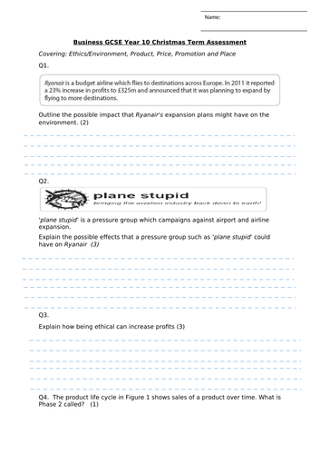 GCSE 9-1 Business 2.1.4 Ethics, the environment and business