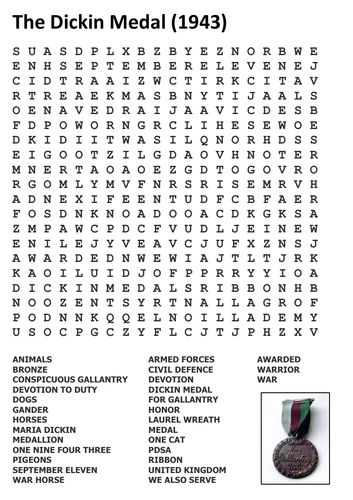 The Dickin Medal Word Search