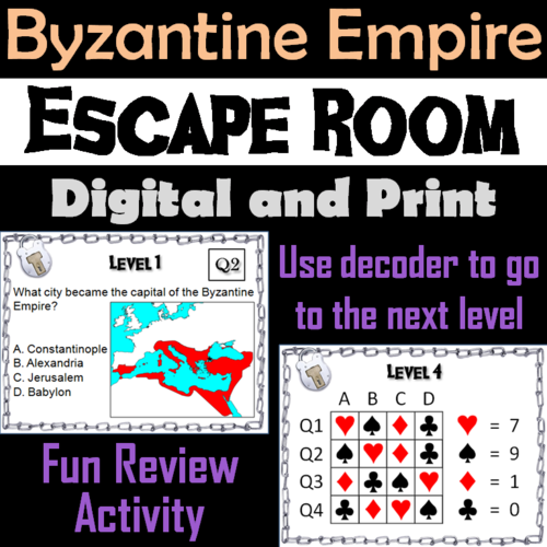 Byzantine Empire: Escape Room - Social Studies