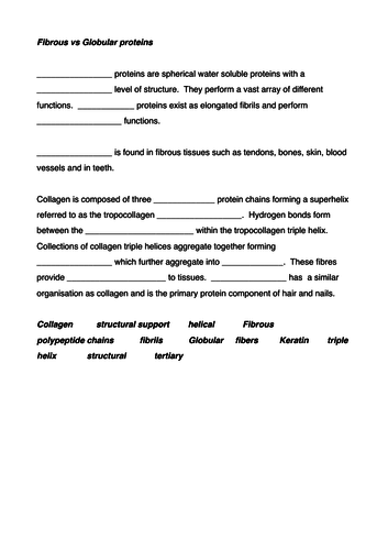 Fibrous vs globular proteins gap fill