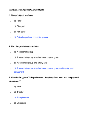 Membranes and phospholipids
