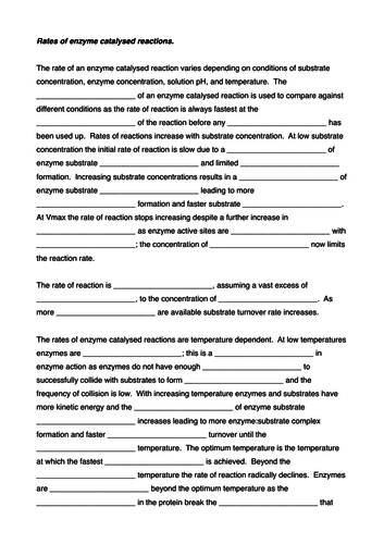 Enzyme reaction rates