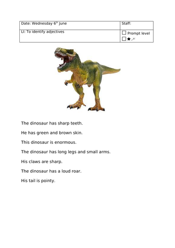 Dinosaur adjective identification
