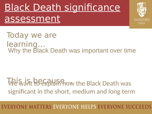 Explain the significance of the Black Death assessment lesson - AQA 8145 criteria/KS3