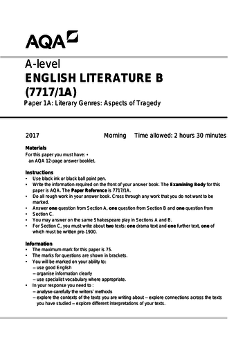 Aqa a level english literature a past papers picture
