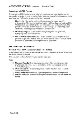 Reading and Writing Assessment Pack - Phase 2