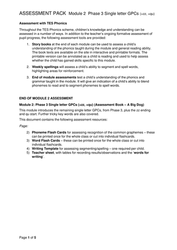 Reading and Writing Assessment Pack - Sets 6-7 Phase 3