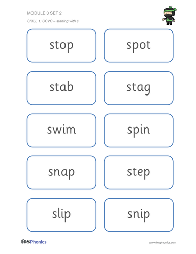 CVCC (staring with s) Activity Sheet - Phase 4